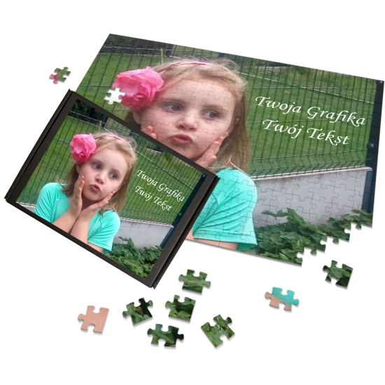 Puzzle w kształcie serca Foto z Dowolnym Nadrukiem Zdjęciem Napisem Grafiką Logo A4 63 el